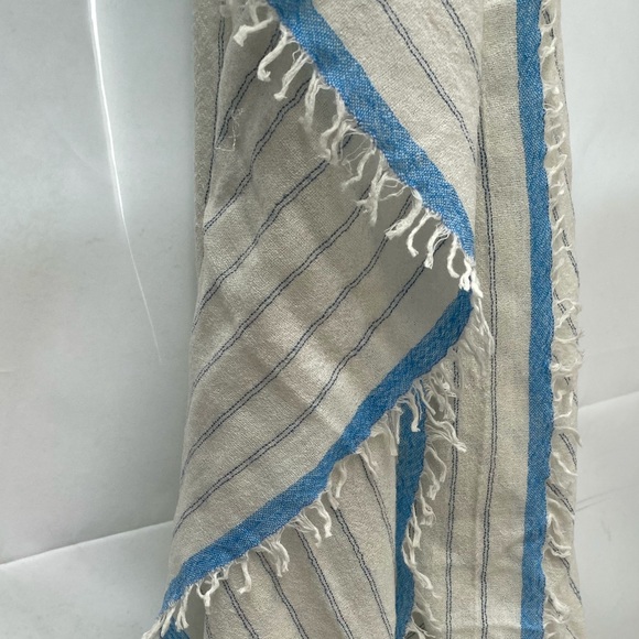 New J. Crew Lightweight Wool Scarf Striped With Eyelash Fringe - Picture 2 of 7